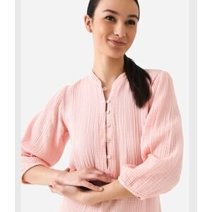 Honorine Elsa Maxi Dress Large Pink Gauze Cotton Relaxed Maxi Dress